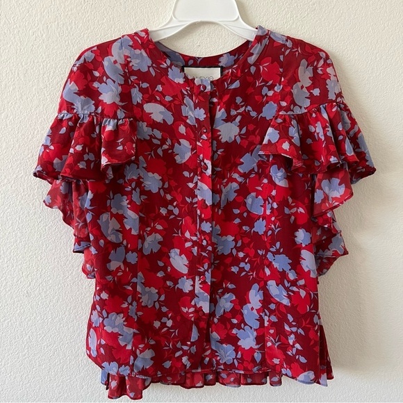 Alexis 100% Silk Floral Danijela Ruffled Blouse Top SZ Medium - Picture 4 of 14